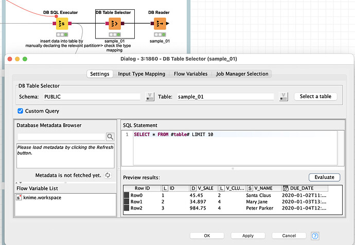 Custom Queries Knime
