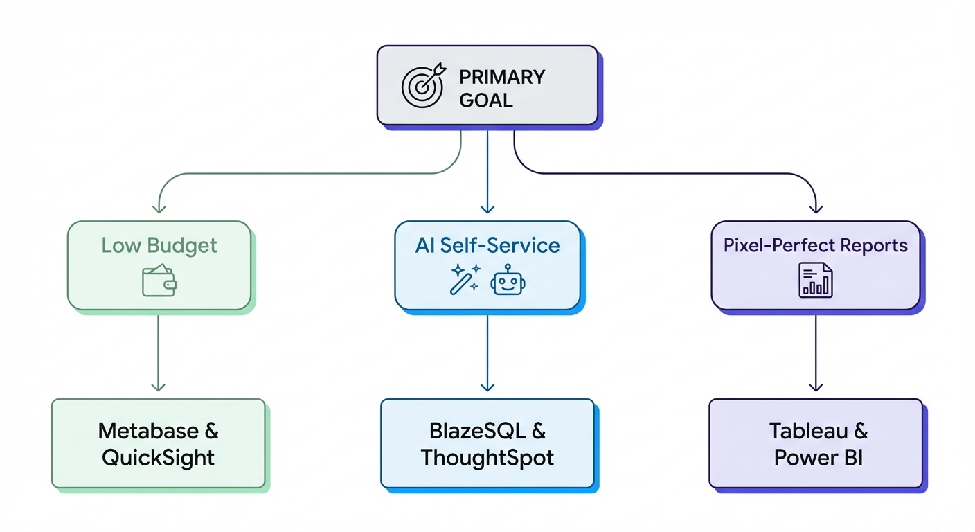 Decision flowchart for choosing a DataGPT alternative