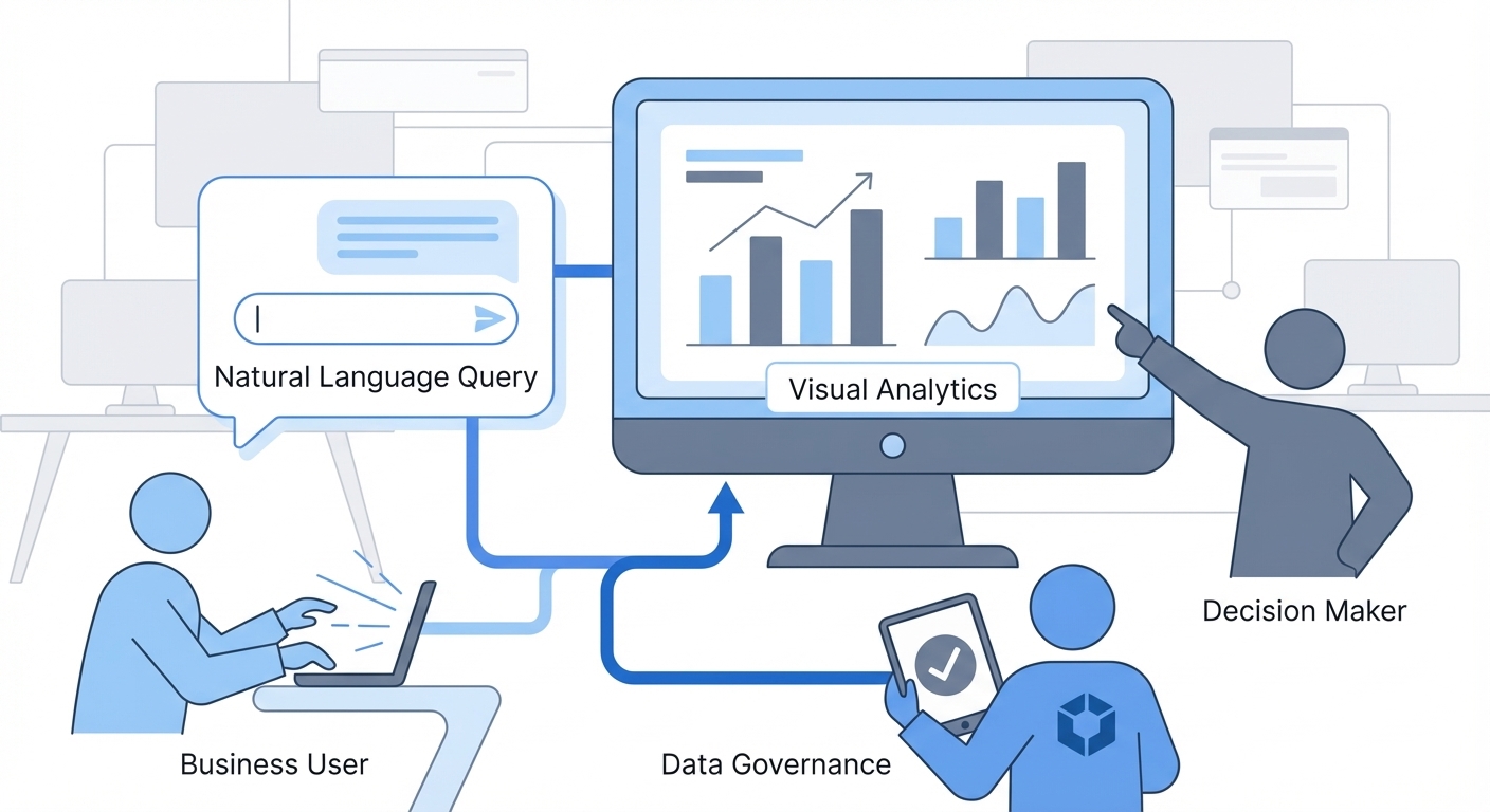 Business users collaborating around data dashboards