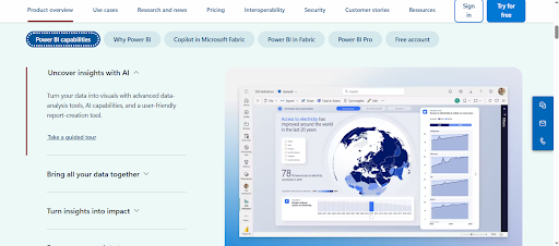 Microsoft Power BI interactive corporate dashboard.